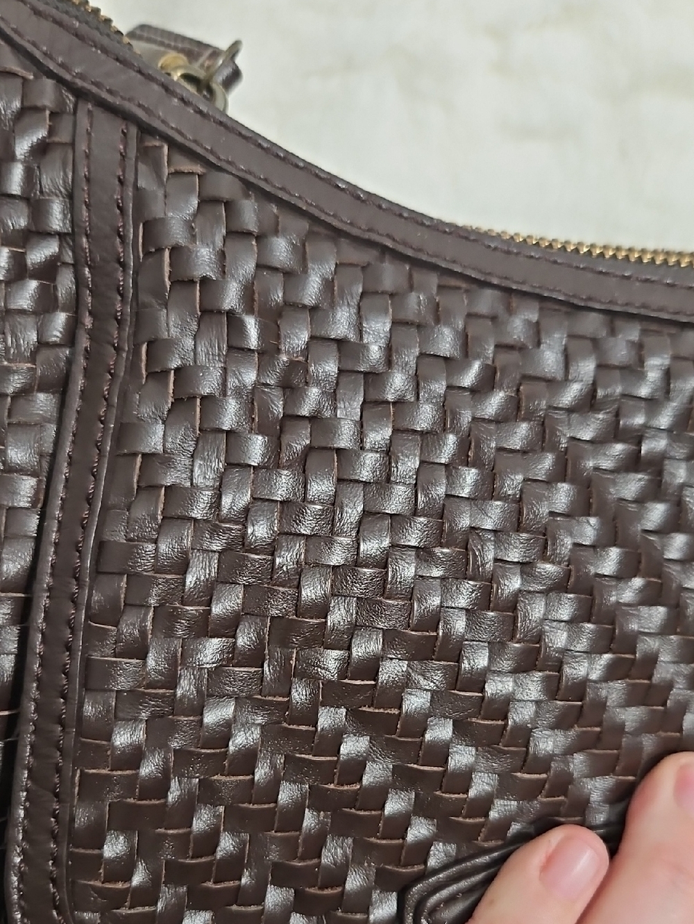 Coach Kristen Woven Leather Crossbody Bag Brown | Turnlock Flap - Picture 3 of 13